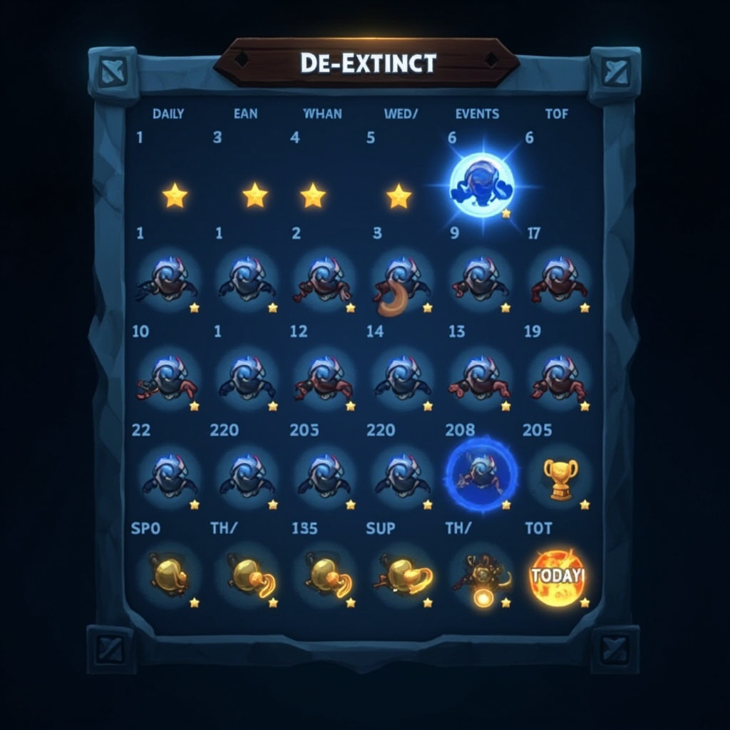 De-Extinct Event Calendar Monthly View